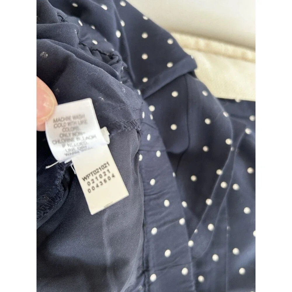 J.Jill Pants Size XL Navy Blue White Polka Dots Elastic Waist Wide Leg Nautical - Picture 8 of 8